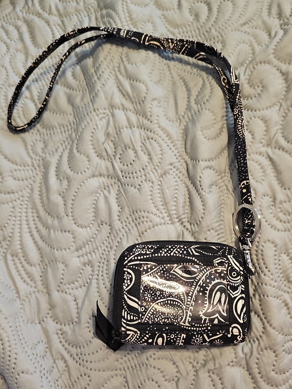 Vera Bradley Black Paisley Wristlet Crossbody Wallet -